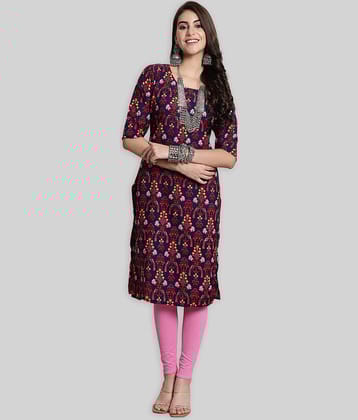7Threads Crepe Printed Straight Women's Kurti - Multicoloured ( Pack of 1 )