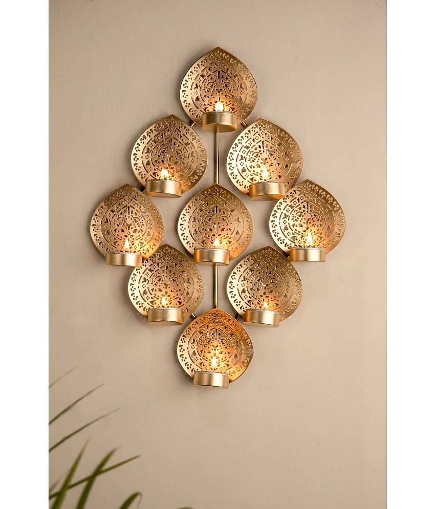 Urban hemlet Gold Hanging Iron Tea Light Holder - Pack of 1