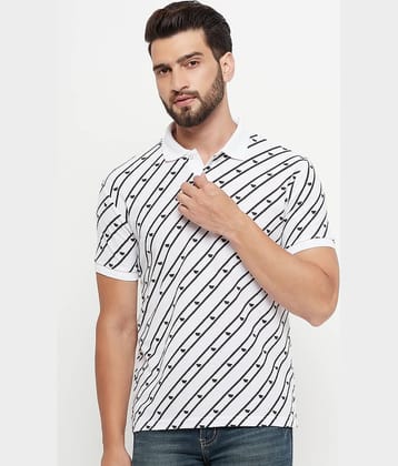 GET GOLF Pack of 1 Cotton Blend Regular Fit Striped Half Sleeves Men's Polo T Shirt ( White )