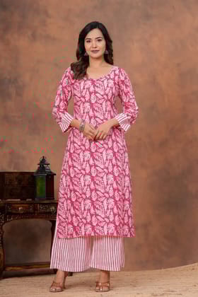Stitched Cotton Sets Elegant Hand Block Printed Cotton Kurti Sets perfect for daily wear and festive occasions!Comfort fit | Soft breathable fabric |Pure Cotton 60*60.