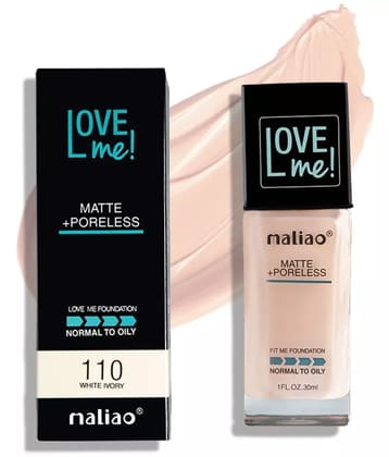 Maliao Matte+Poreless LOVE ME Foundation - Ideal for Normal to Oily Skin (110-WHITE IVORY