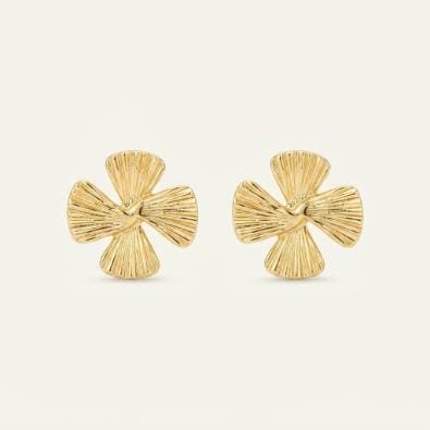 Gold Textured Flower Studs | Gold-Tone Anti-Tarnish Imitation Jewellery - Earrings | Buy online on ZillyBuy