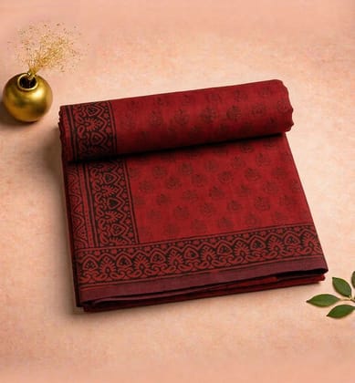 Bagh Hand Block Printed Cotton Saree – Traditional Natural Dye Drape