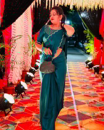 Bollywood Party Sarees with stone work. Crepe Silk sarees