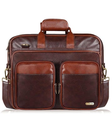 Lorem Brown Faux Leather Office Bag - Brown