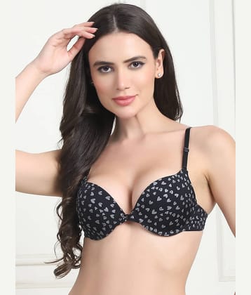 PrettyCat Polyester Lightly Padded Women's Push Up Bra ( Silver ) PC-BR-FO-BLK-HERT