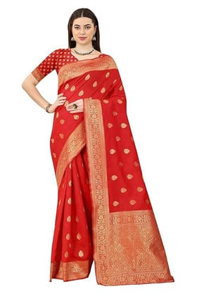 Wear Saree Women's Banarasi Red jari Saree