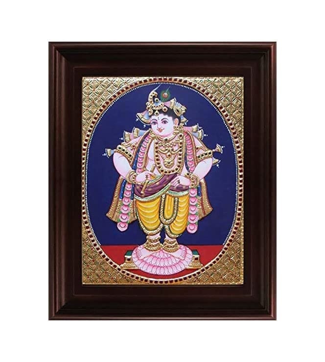 Vittoba Krishna Traditional Tanjore Painting By Authentic Handcrafted Method (Size 10x8)