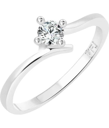 Vighnaharta Youth Solitaire CZ Rhodium Plated Alloy Ring for Women and Girls - [VFJ1249FRR9]