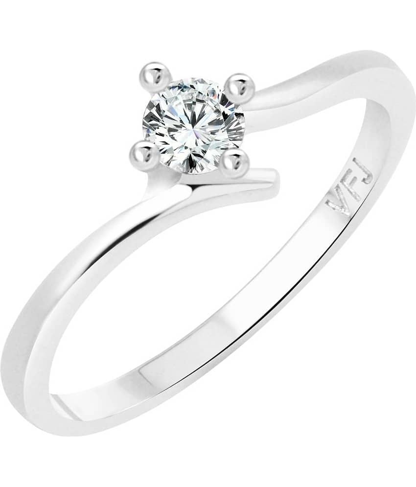 Vighnaharta Youth Solitaire CZ Rhodium Plated Alloy Ring for Women and Girls - [VFJ1249FRR9]