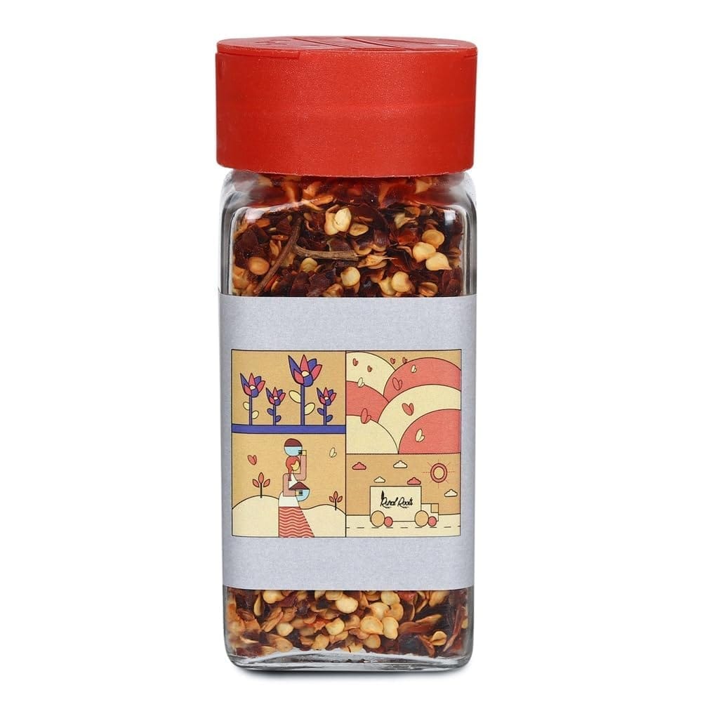 Rural Roots Chilli Flakes - 70g | Dry Red Chilli Flakes Seasonings | Spicy Dried Pizza Pasta Seasoning | 100% Natural Crushed Red Chili | Zero Added Colours, Fillers, Additives & Preservatives