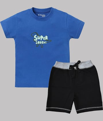 ETCHED DESIGN Pack of 1 Boys Cotton T-Shirt & Shorts Set ( Multicolor )