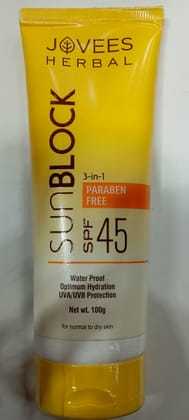 Jovees herbal sunblock 3 in 1 paraben free spf 45 100 g