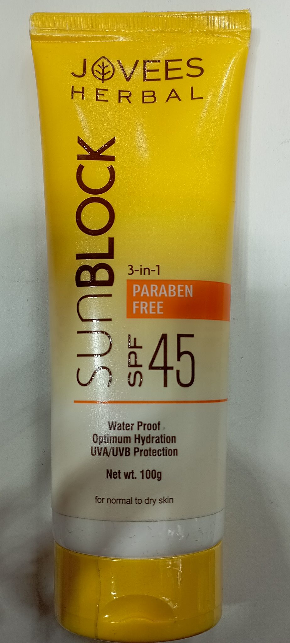 Jovees herbal sunblock 3 in 1 paraben free spf 45 100 g