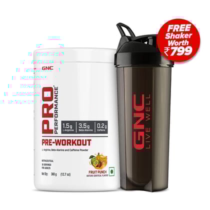 GNC Pro Performance Pre-Workout - Free Shaker Fruit Punch