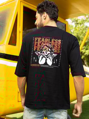 Fearless Black Oversized Drop shoulder Tee by Gavin Paris-S / Black