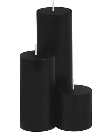 Parkash Candles Black Unscented Pillar Candle 14 cm ( Pack of 3 )
