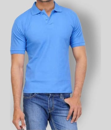 FASHION365 Pack of 1 Cotton Blend Slim Fit Solid Half Sleeves Men's Polo T Shirt ( Blue )