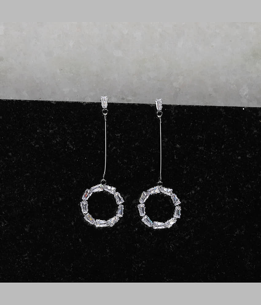 SILVER SHINE  Silver Plated Diamond Dangle Earring For Women Girl