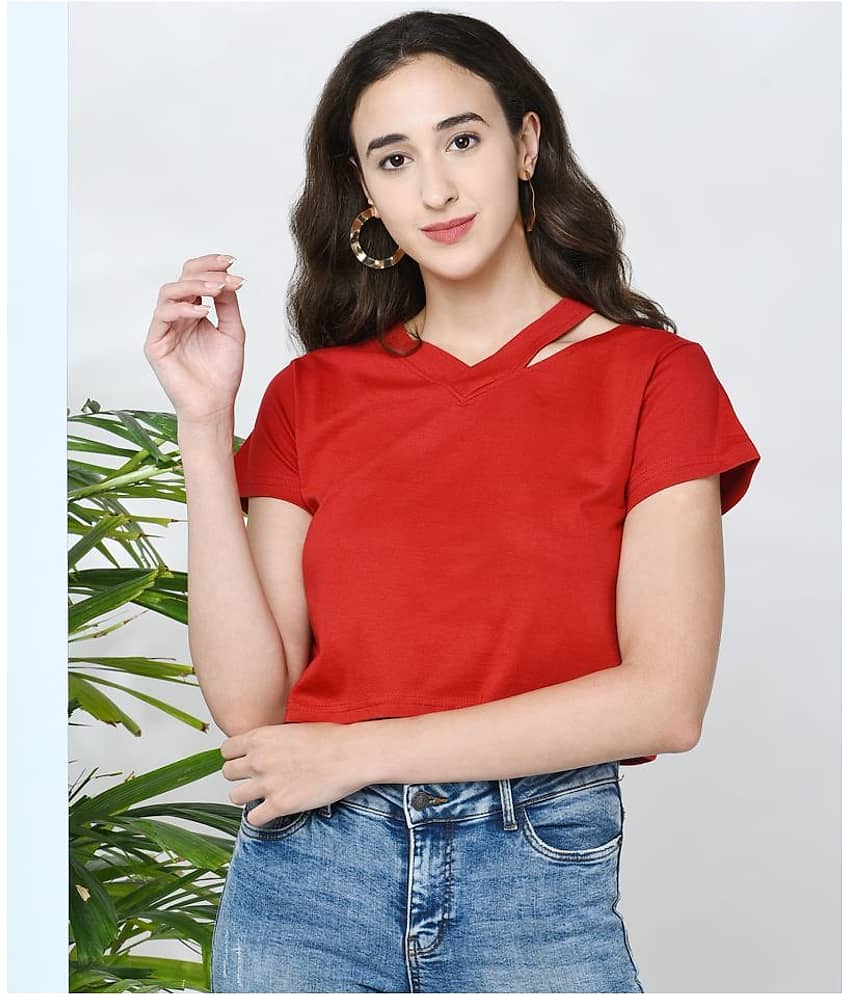 Chimpaaanzee Women's Cotton Crop Top ( Red )