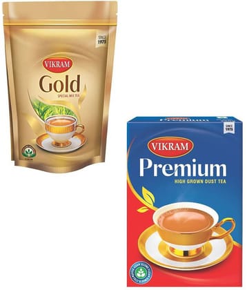 Vikram Gold Mix Special Tea 1000 Gm Assam Tea Powder  +Premium Dust 250 gm Pack of 2