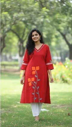A-line Kurti with Applique Work