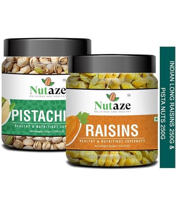 Nutaze Combo Pack Of Premium Pistachios 250g & Kashmiri Raisins 250g| 100% Natural & Healthy