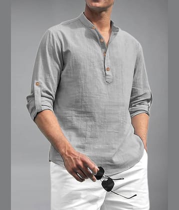 Apektra Grey Cotton Blend Men's Shirt Style Kurta ( Pack of 1 )