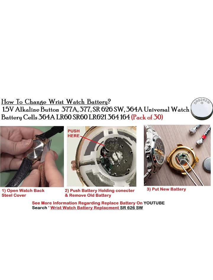 Exelent 10-Pack SR626SW Wrist Watch Battery Cell LRAGButton Batteries -1.5V Alkaline, Universal for Mens and Womens Small Analog Watches -364A, 376, 377A 377 Cell