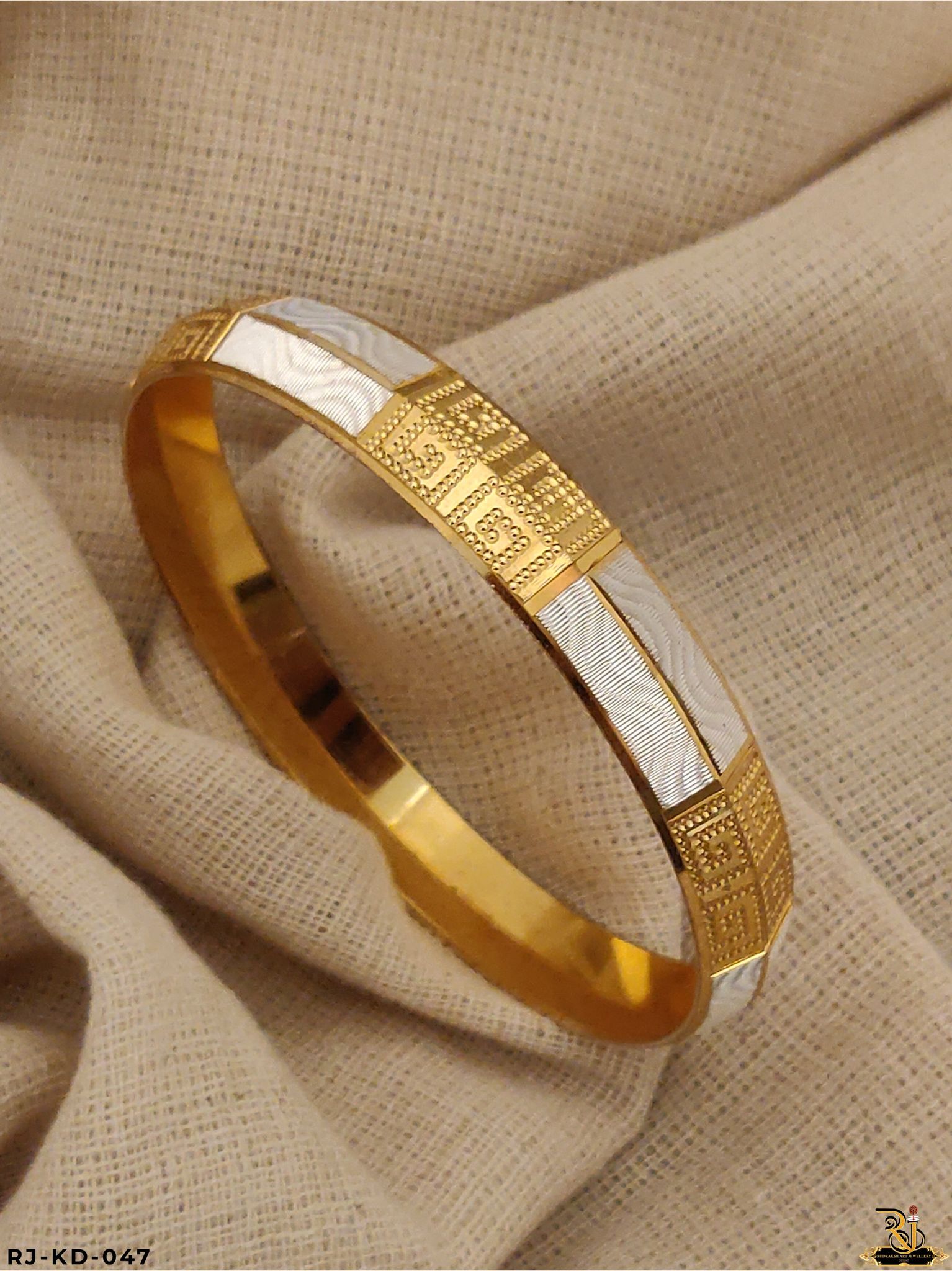 Zigzag design men fashion  CNC design gold plated kada KD-047-2/8