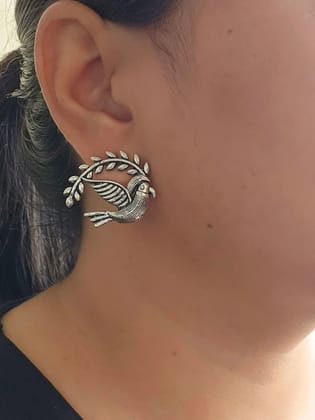 German Silver Sparrow Stud Earrings | Sarichka Fashion