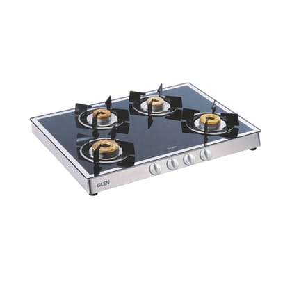 4 Burner Glass Gas Stove Mirror Finish 1 High Flame 3 Forged Brass Burner 70 CM (CT1048GTFBM)