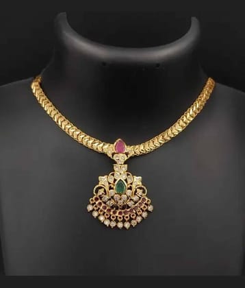 ROFARWORD Gold Brass Necklace Set ( Pack of 1 )