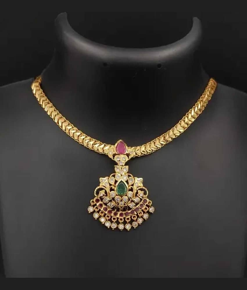 ROFARWORD Gold Brass Necklace Set ( Pack of 1 )