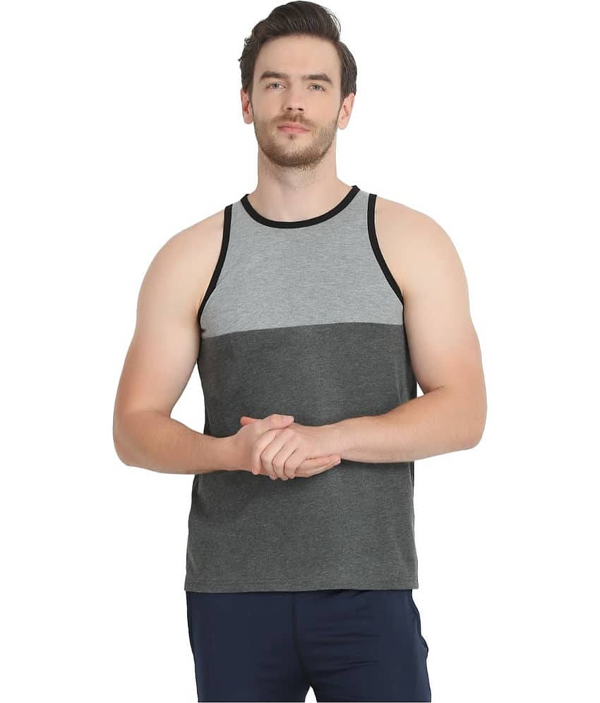Glito Pack of 1 Cotton Blend Gym Vest For Men ( Light Grey )