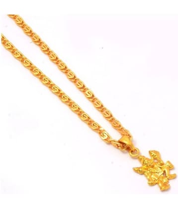 Jewar Mandi Lord Hanuman Ji Gold Plated Locket/Pendant with Link Chain Daily use for Men, Women & Girls, Boys