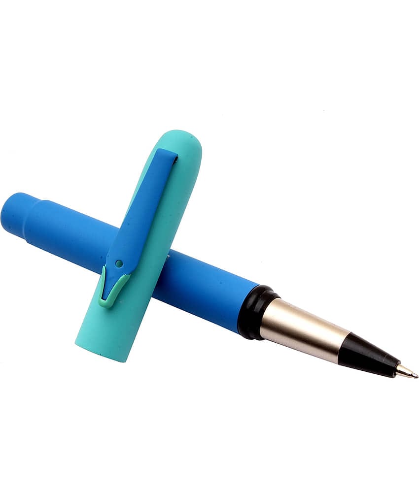 Srpc Unique Magnetic Cap Ballpoint Pen Matte Blue & Sky Blue Metal Body Blue Refill