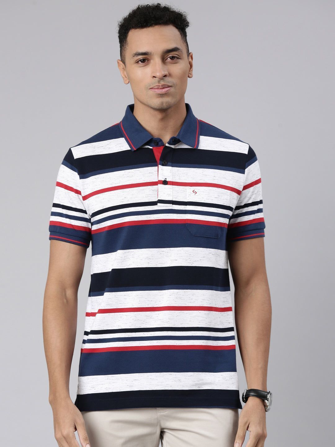 Classic Polo Men's Half Sleeve Multi Polo Neck Cotton Blend Slim Fit T-Shirt | VTA - 275 A SF P