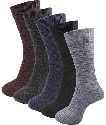 RC. ROYAL CLASS - Woollen Men's Self Design Multicolor Mid Length Socks ( Pack of 5 )