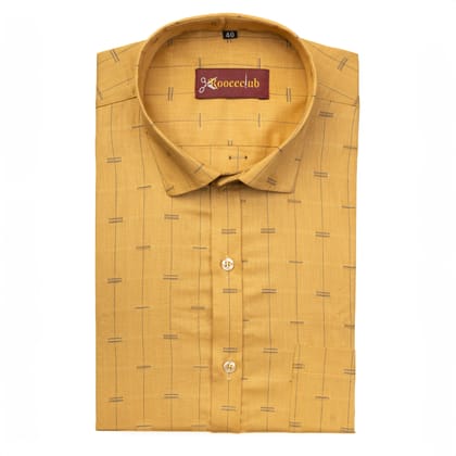 Dark Yellow Color Lining Butta Cotton Shirts-M (38 Inch) (98 CM) / Full