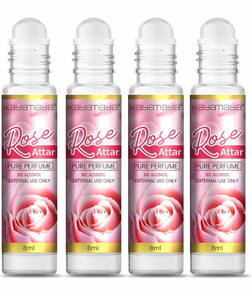 Rose Attar Perfume for Unisex - Pure, Natural Undiluted | Floral Attar - Pack of 4