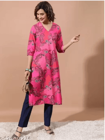 Elegant Pink Straight Kurti