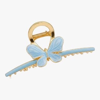 Luxury Blue Butterfly Hair Clip  Gold Metal Grip
