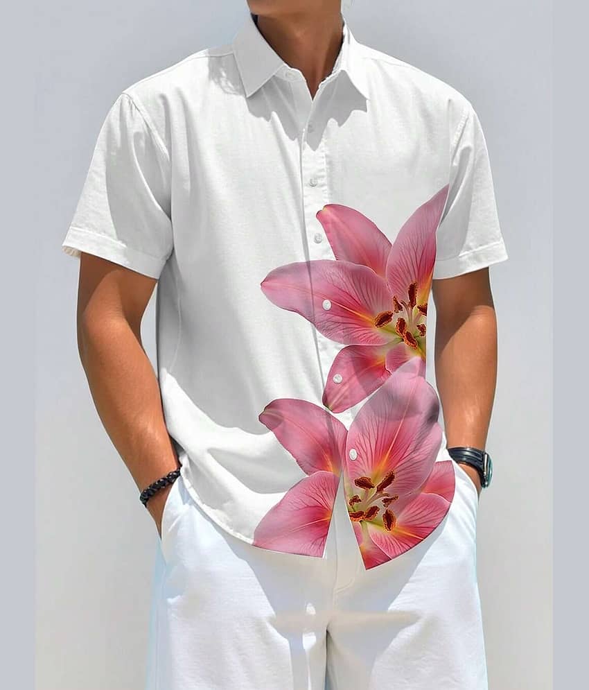 HARPITA Cotton Blend Regular Fit Printed Half Sleeves Men's Casual Shirt - Beige ( Pack of 1 )