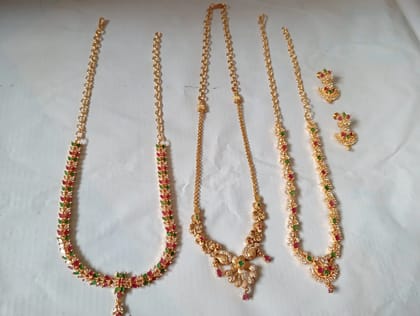 Exquisite One Gram Gold Stone Necklace Set