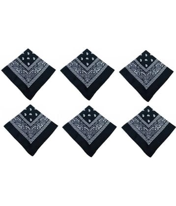 Zacharias - Black Cotton Men's Handkerchief ( Pack of 6 )