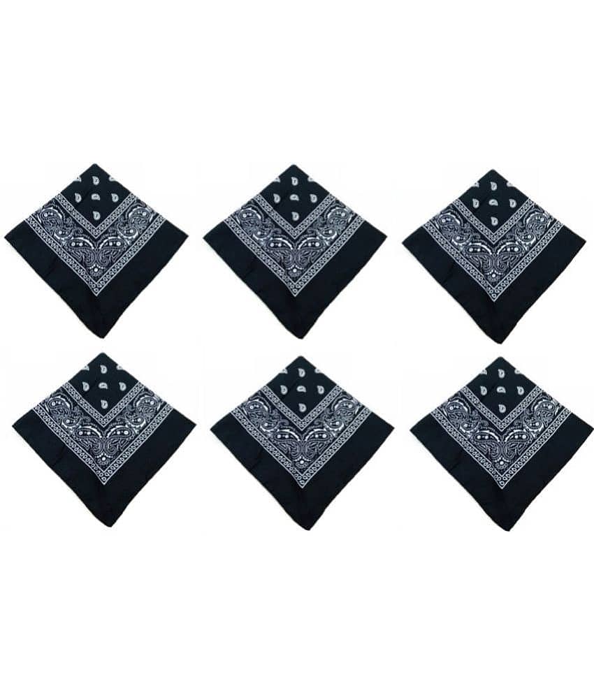 Zacharias - Black Cotton Men's Handkerchief ( Pack of 6 )