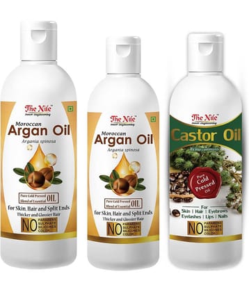 The Nile Argan Oil 150 ML + Argan Oil 100 ML +  Castor 100 Ml 350 mL Pack of 3
