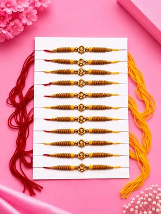 Lotus Pearl Beaded Rakhi Set of 12