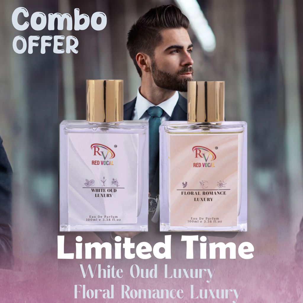 Red Vocal White Oud Luxury  (Unisex) with Floral Romance Luxury (Women) Eau de Parfum Combo – 2 x 100ml